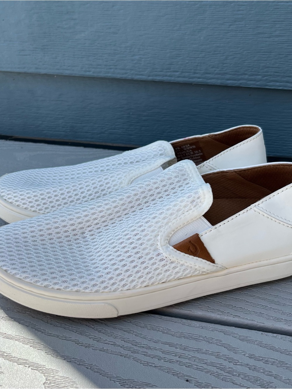 OluKai Pehuea Women's Breathable Mesh Slip-On Sneakers Bright White